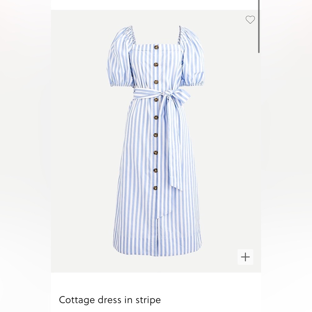 J. Crew cottage dress puff sleeve striped dress XS NWT blue and white